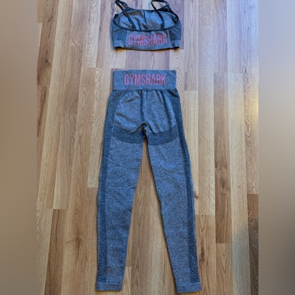 Gymshark Dusky Pink/Gray Flex Sports Bra & Leggings Set - Picture 4 of 9